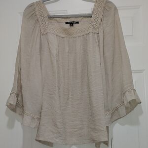 NWT Zac & Rachel Boho Pheasant Square Neck Lace Blouse Xl